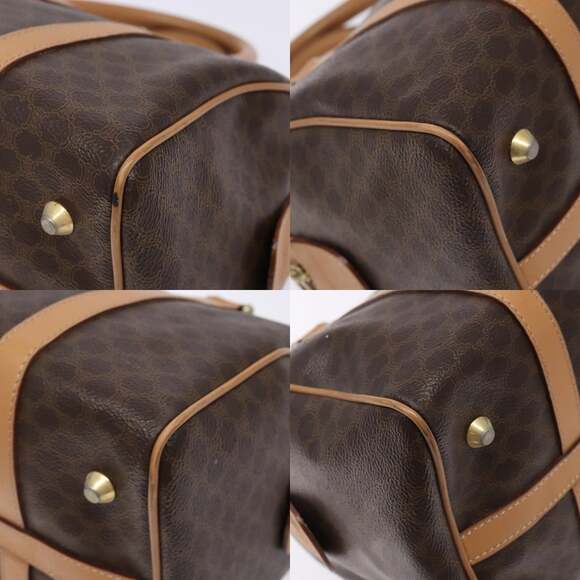 CELINE Macadam Canvas Hand Bag Pvc Leather Brown Gold - Picture 10 of 12